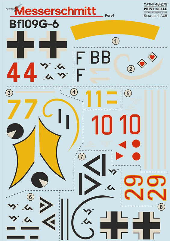 Print Scale PSL48279 1:48 Messerschmitt Bf-109G-6 Part-1 1