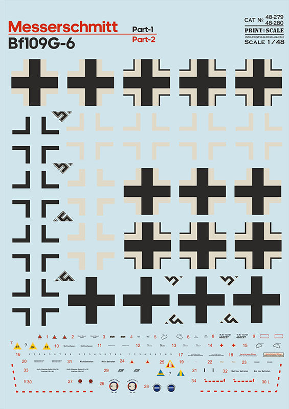 Print Scale PSL48279 1:48 Messerschmitt Bf-109G-6 Part-1 1