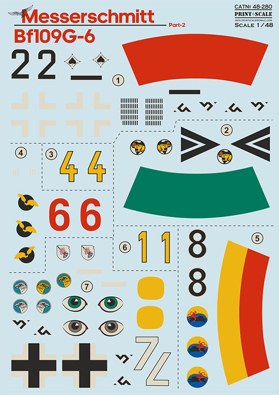 Print Scale PSL48280 1:48 Messerschmitt Bf-109G-6 Part-2 1