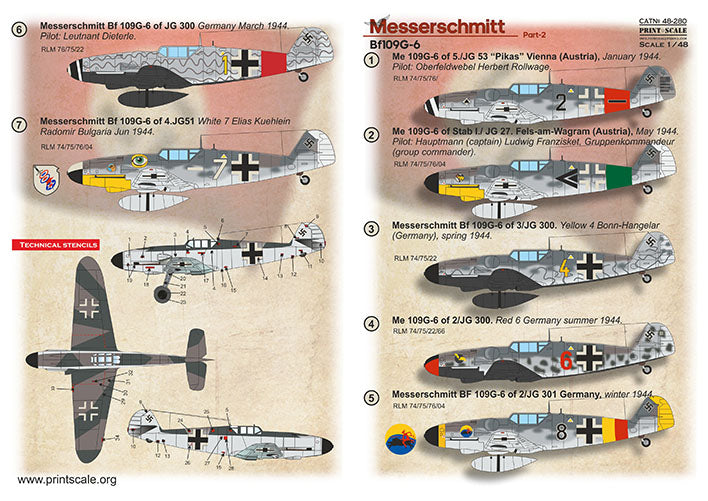 Print Scale PSL48280 1:48 Messerschmitt Bf-109G-6 Part-2 1