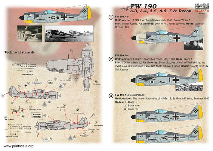 Print Scale PSL48282 1:48 Focke-Wulf Fw-190A Part 2 1