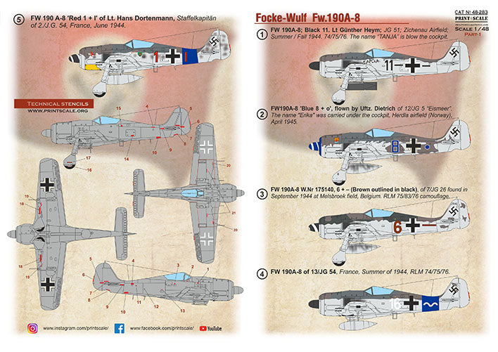 Print Scale PSL48283 1:48 Focke-Wulf Fw-190A-8 Part-1 1