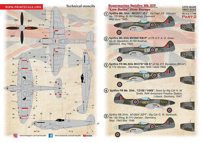 Print Scale PSL48289 1:48 Supermarine Spitfire Mk.XIV Low Backs Part 2 1
