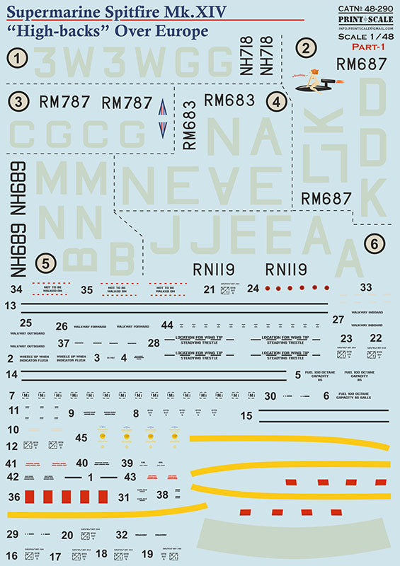 Print Scale PSL48290 1:48 Supermarine Spitfire Mk.XIV High Backs Part 1 1