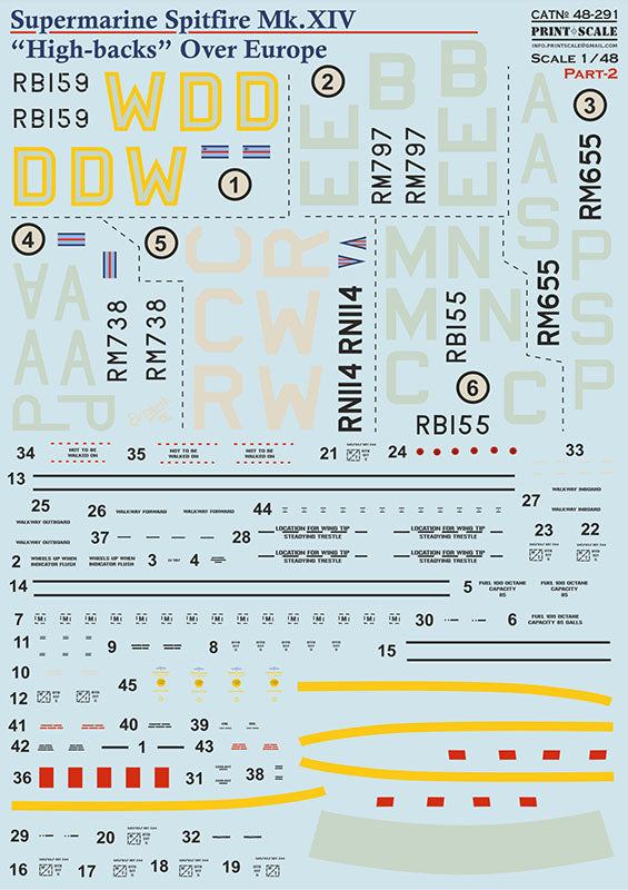 Print Scale PSL48291 1:48 Supermarine Spitfire Mk.XIV High Backs Part 2 1