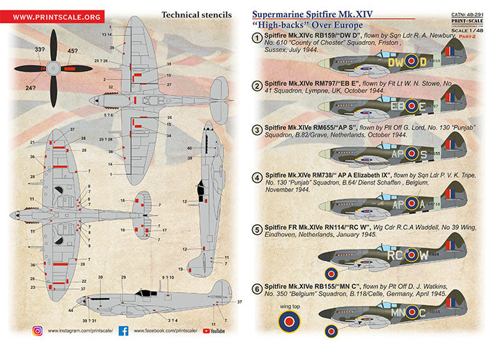 Print Scale PSL48291 1:48 Supermarine Spitfire Mk.XIV High Backs Part 2 1