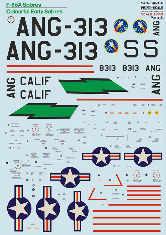 Print Scale PSL48310 1:48 North-American F-86A Colorful Early Sabres
