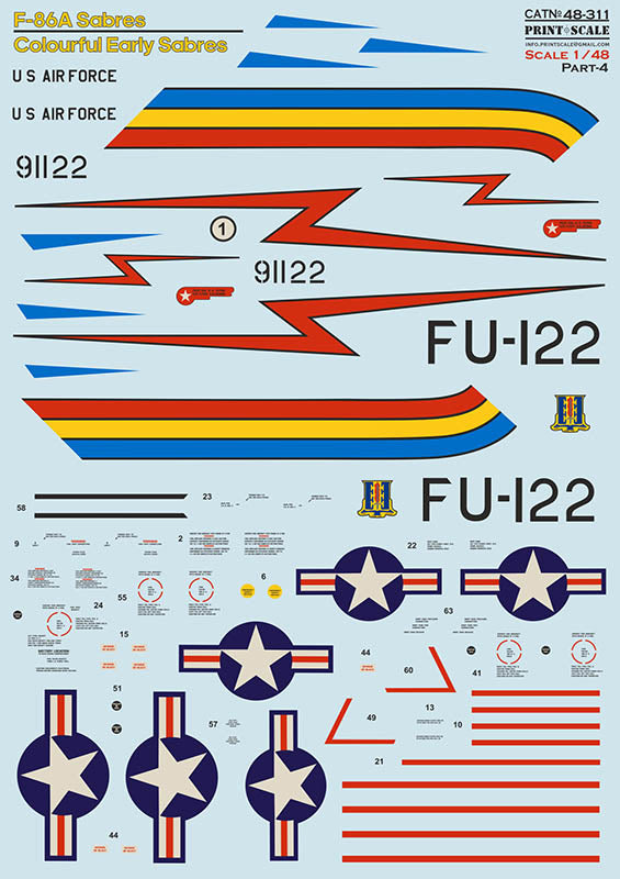 Print Scale PSL48311 1:48 North-American F-86A Colorful Early Sabres