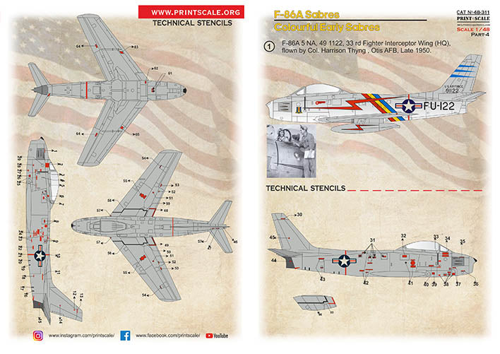 Print Scale PSL48311 1:48 North-American F-86A Colorful Early Sabres