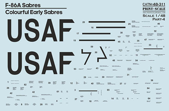 Print Scale PSL48311 1:48 North-American F-86A Colorful Early Sabres