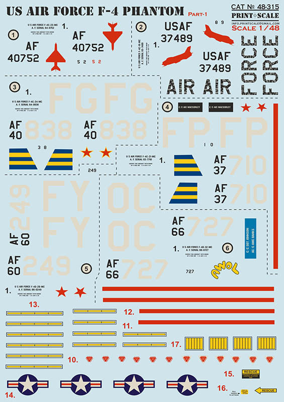 Print Scale PSL48315 1:48 US Air Forces F-4 Phantom