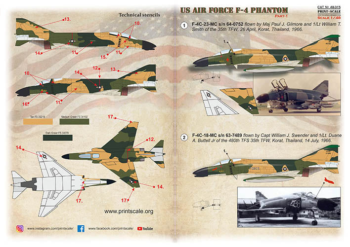 Print Scale PSL48315 1:48 US Air Forces F-4 Phantom