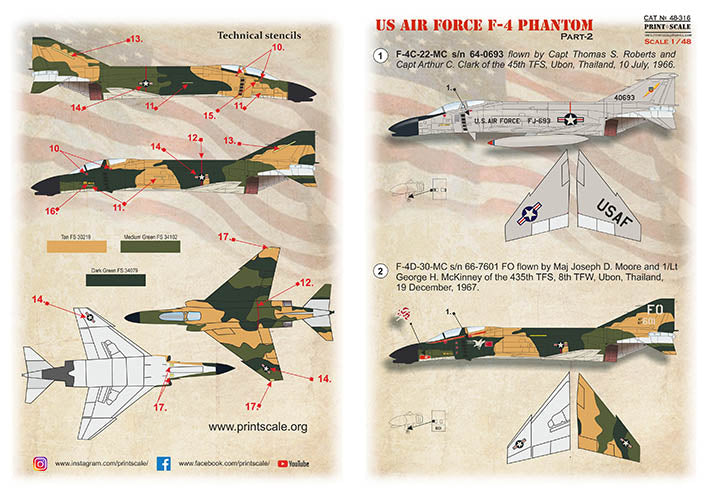 Print Scale PSL48316 1:48 US Air Forces McDonnell F-4 Phantom