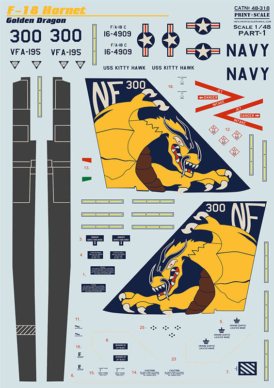 Print Scale PSL48318 1:48 F/A-18C Hornet Golden Dragon No.164909