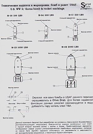 Print Scale PSL72001 WWII/Korea Bomb & Rocket Markings 1:72