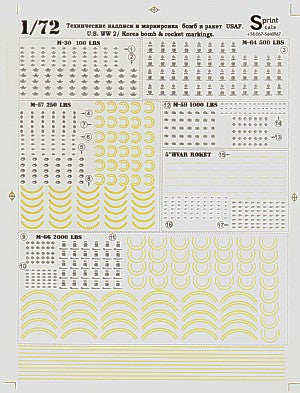 Print Scale PSL72001 WWII/Korea Bomb & Rocket Markings 1:72
