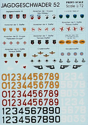 Print Scale PSL72005 1:72 Jagdgeschwader 52 Group & Staffel Badges