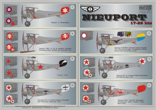 Print Scale PSL72006 1:72 Nieuport N.17-N.24 Markings Collection