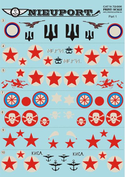 Print Scale PSL72006 1:72 Nieuport N.17-N.24 Markings Collection