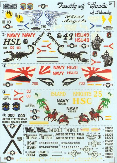 Print Scale PSL72017 1:72 Family Hawks of Sikorsky MH-60 Helicopter Sea Combat