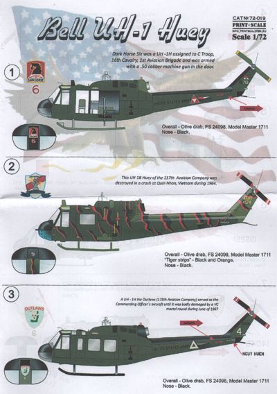 Print Scale PSL72019 1:72 Bell UH-1B/UH-1D Huey
