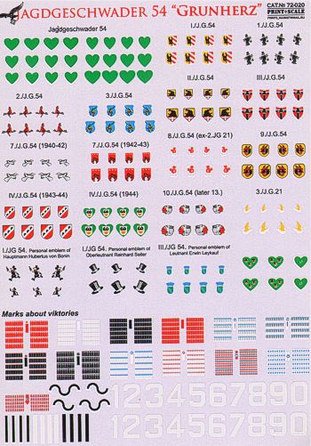 Print Scale PSL72020 1:72 Jagdgeschwader 54 'Grunherz'