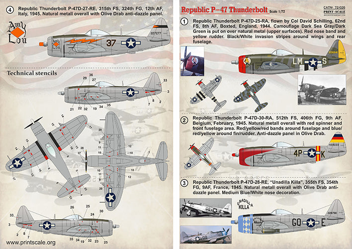 Print Scale PSL72026 1:72 Republic P-47D Thunderbolt Bubble Thunderbolt
