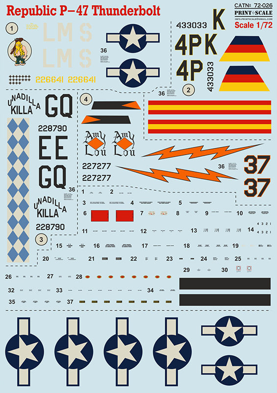 Print Scale PSL72026 1:72 Republic P-47D Thunderbolt Bubble Thunderbolt