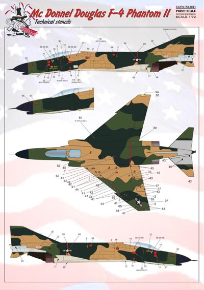 Print Scale PSL72031 1:72 McDonnell F-4 Phantom SEA Stencil Data