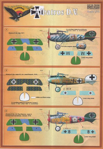 Print Scale PSL72034 1:72 Albatros D.V.I