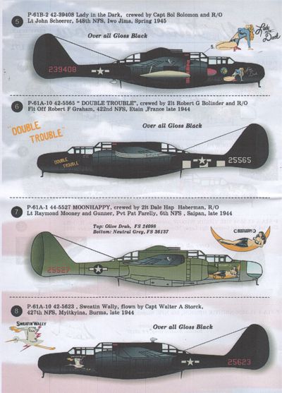Print Scale PSL72036 1:72 Northrop P-61A-1/ P-61A-7/P-61B-2 Black Widow