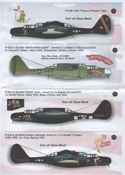 Print Scale PSL72036 1:72 Northrop P-61A-1/ P-61A-7/P-61B-2 Black Widow