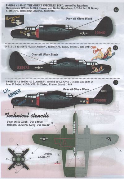 Print Scale PSL72036 1:72 Northrop P-61A-1/ P-61A-7/P-61B-2 Black Widow