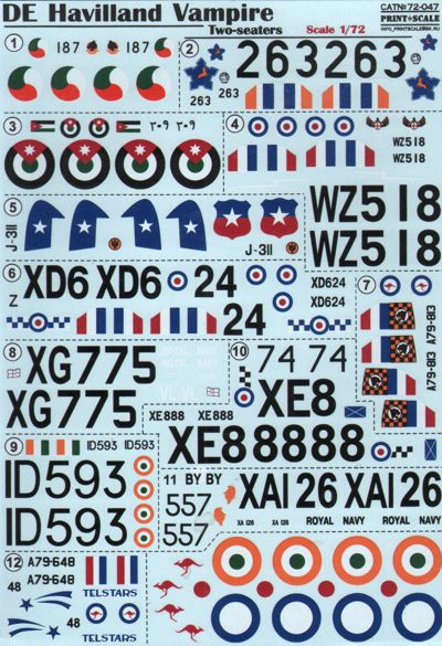 Print Scale PSL72047 1:72 de Havilland Vampire 1
