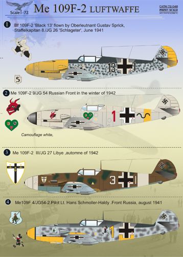 Print Scale PSL72048 1:72 Messerschmitt Bf-109F-2