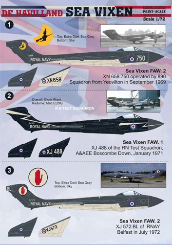 Print Scale PSL72050 1:72 de Havilland Sea Vixen FAW.1/2 Decals