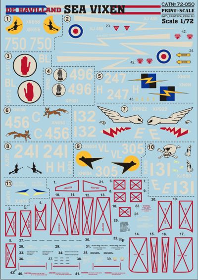 Print Scale PSL72050 1:72 de Havilland Sea Vixen FAW.1/2 Decals
