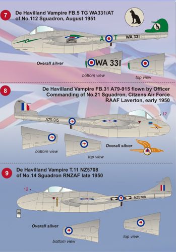 Print Scale PSL72051 1:72 de Havilland Vampire F.1, F.3, FB.5, FB.9, FB.31, T.11
