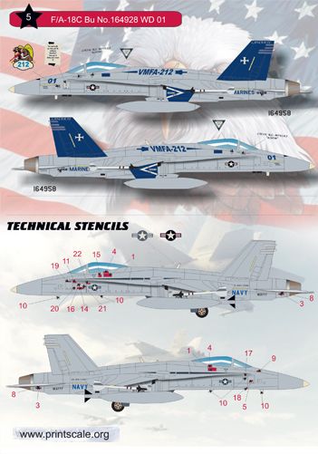 Print Scale PSL72053 1:72 F/A-18C Hornet Part 3 Lancers Decal Set