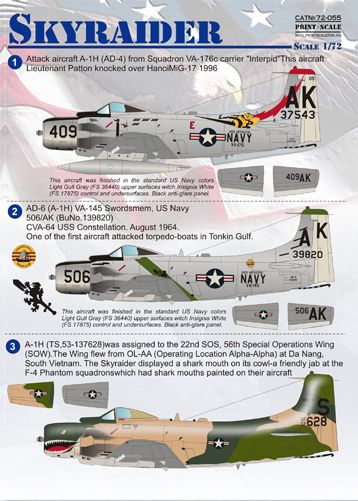 Print Scale PSL72055 1:72 Douglas Skyraider A-1H