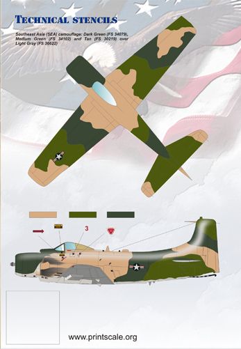 Print Scale PSL72055 1:72 Douglas Skyraider A-1H
