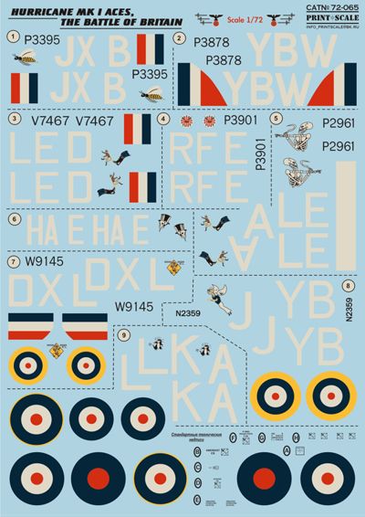 Print Scale PSL72065 1:72 Hawker Hurricane Mk.I Battle Of Britain Aces 1