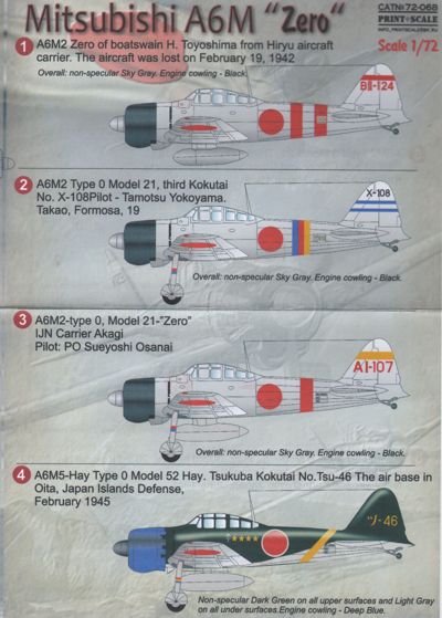 Print Scale PSL72068 1:72 Mitsubishi A6M Zero 1
