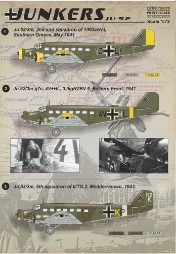 Print Scale PSL72075 1:72 Junkers Ju-52/3M 1