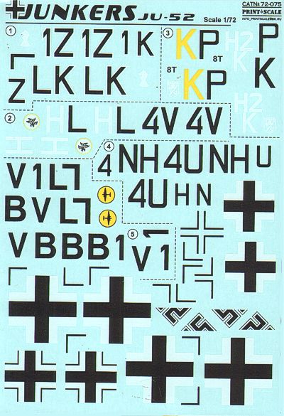 Print Scale PSL72075 1:72 Junkers Ju-52/3M 1