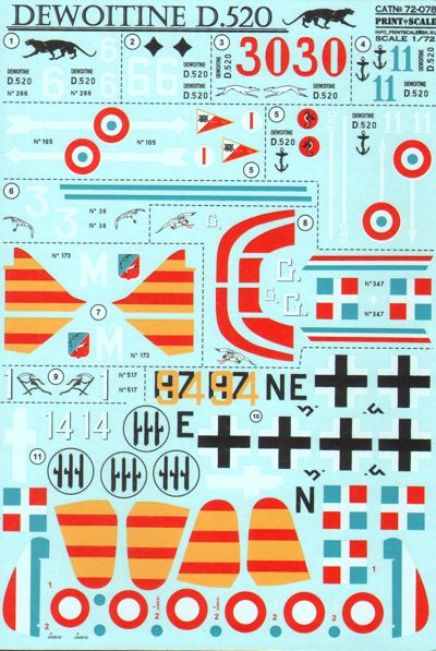 Print Scale PSL72078 1:72 Dewoitine D.520