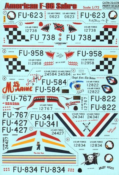 Print Scale PSL72079 1:72 North-American F-86E Sabre DOUBLE SHEET! 1