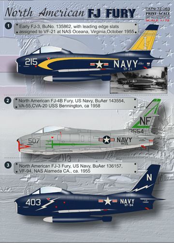 Print Scale PSL72083 1:72 North-American FJ-4 Fury
