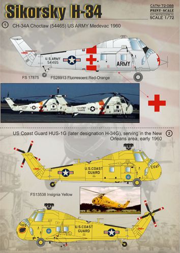 Print Scale PSL72088 1:72 Sikorsky H-34 1