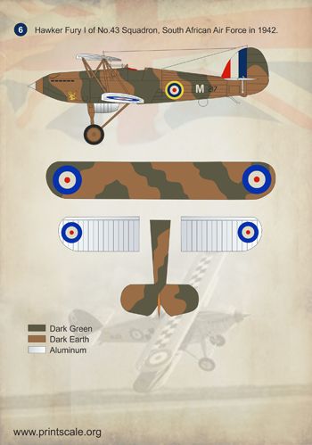 Print Scale PSL72093 1:72 Hawker Fury 1